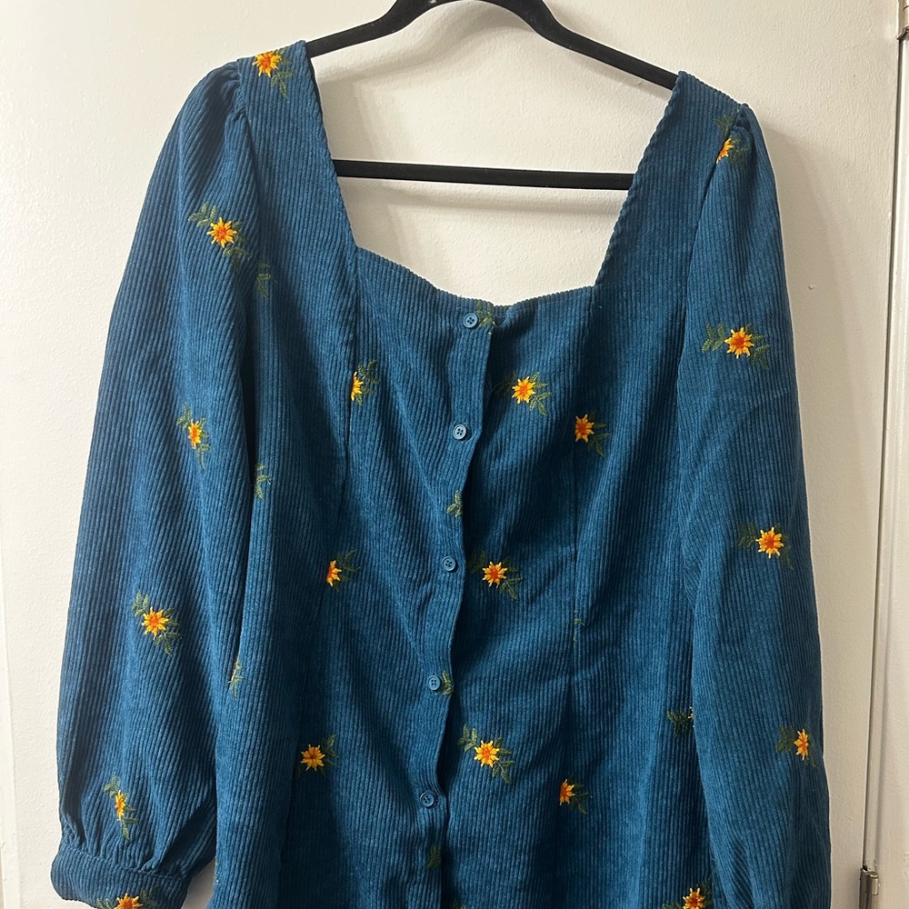 Cider Blue and Orange Blouse Vibrant and Stylish